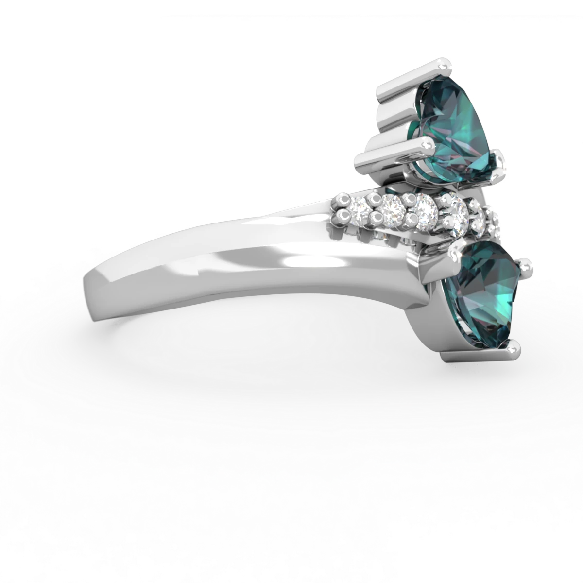 Alexandrite Heart To Heart 14K White Gold ring R2064