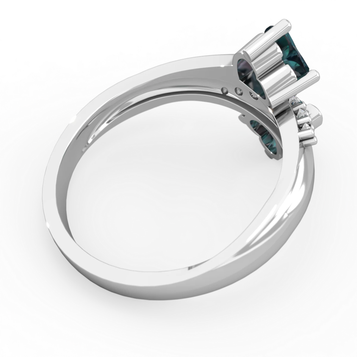 Alexandrite Heart To Heart 14K White Gold ring R2064