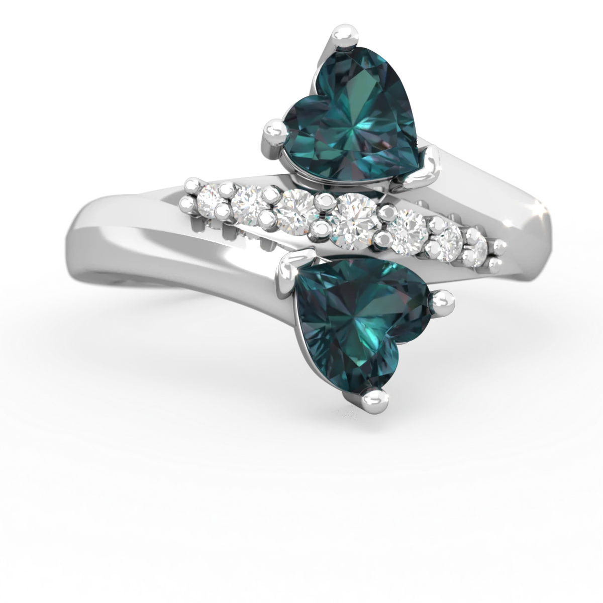 Alexandrite Heart To Heart 14K White Gold ring R2064