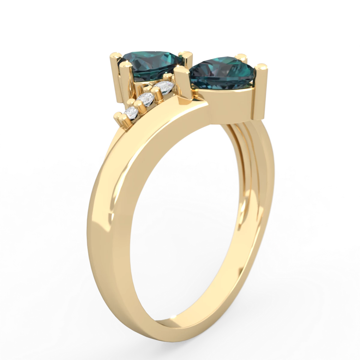 Alexandrite Heart To Heart 14K Yellow Gold ring R2064