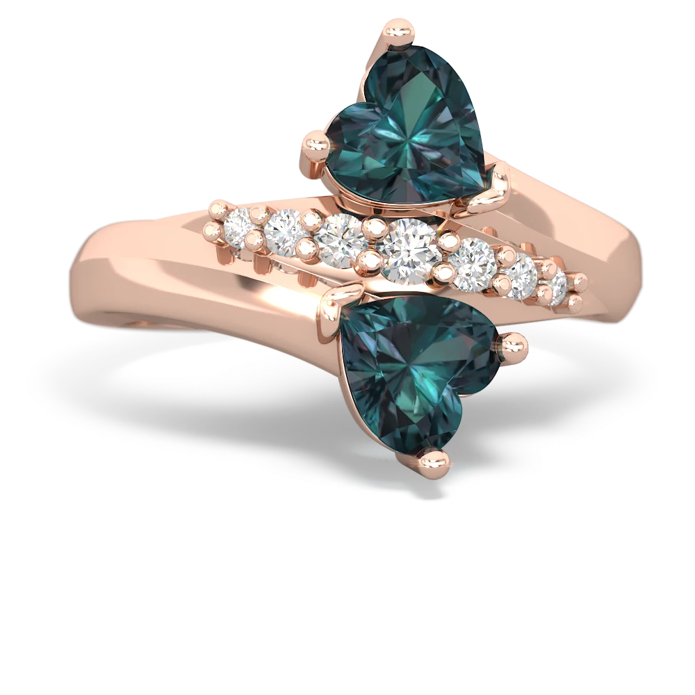 Alexandrite Heart To Heart 14K Rose Gold ring R2064