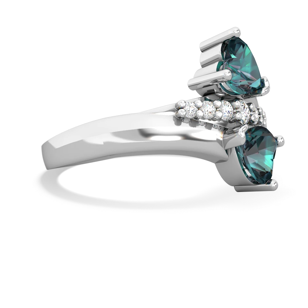 Alexandrite Heart To Heart 14K White Gold ring R2064