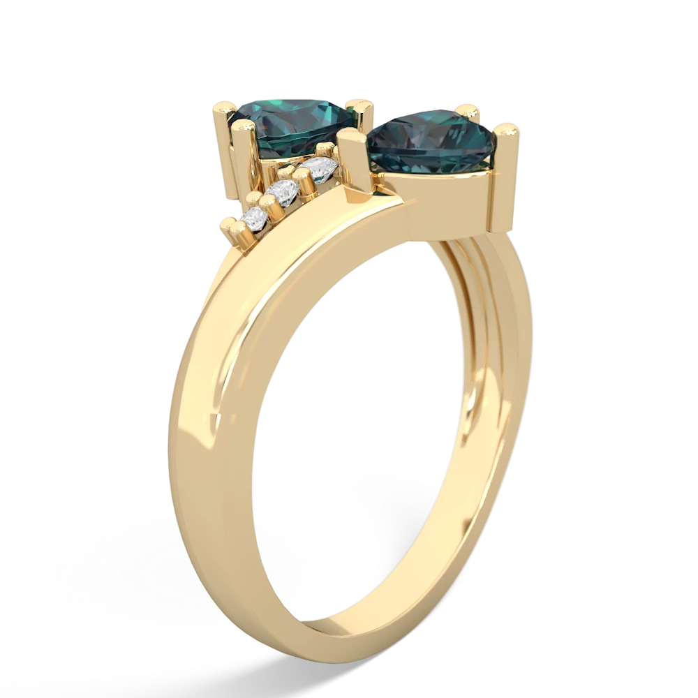 Alexandrite Heart To Heart 14K Yellow Gold ring R2064