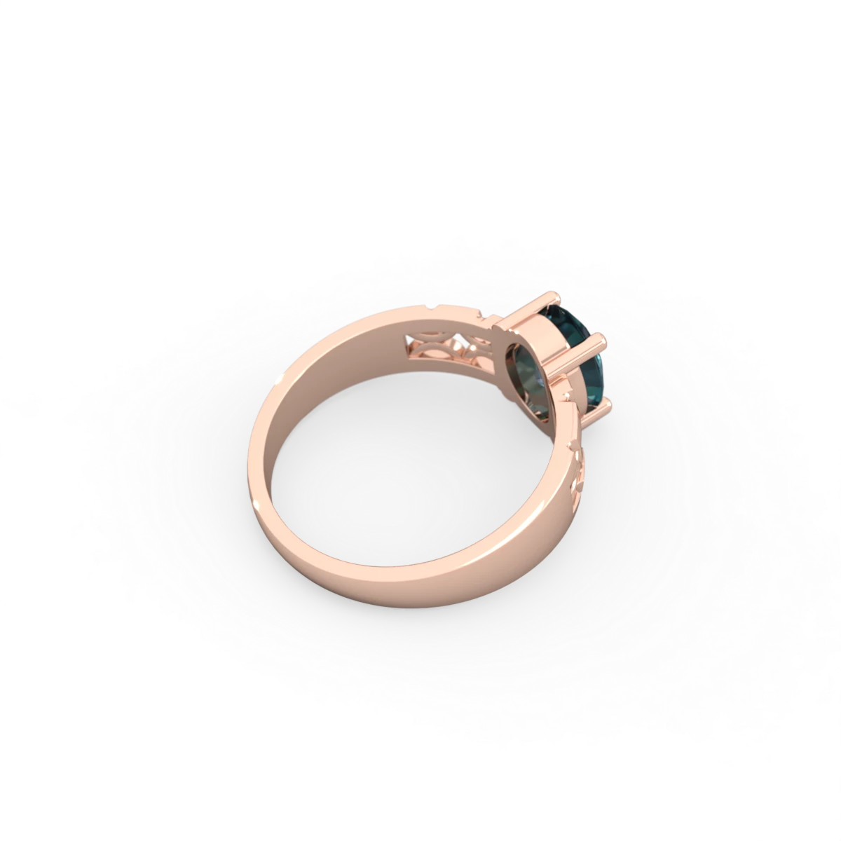 Alexandrite Art Deco Filigree 14K Rose Gold ring R2322