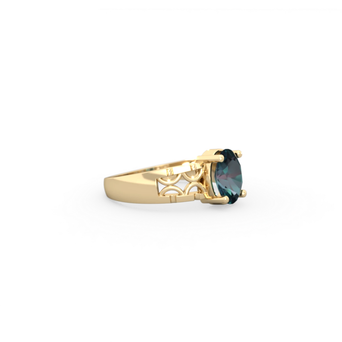 Alexandrite Art Deco Filigree 14K Yellow Gold ring R2322