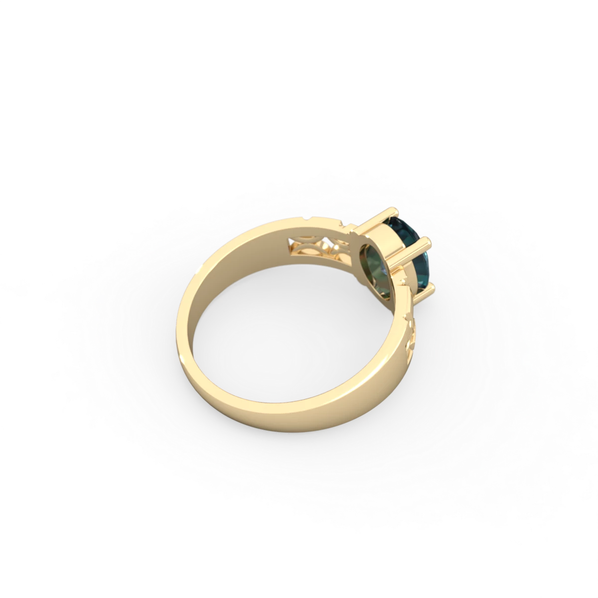 Alexandrite Art Deco Filigree 14K Yellow Gold ring R2322