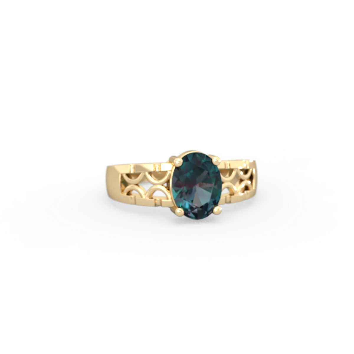 Alexandrite Art Deco Filigree 14K Yellow Gold ring R2322