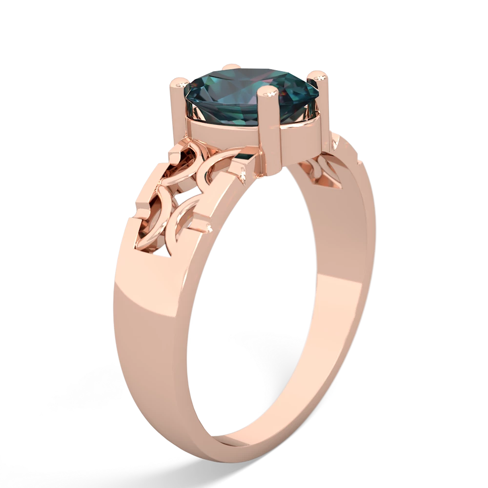 Alexandrite Art Deco Filigree 14K Rose Gold ring R2322