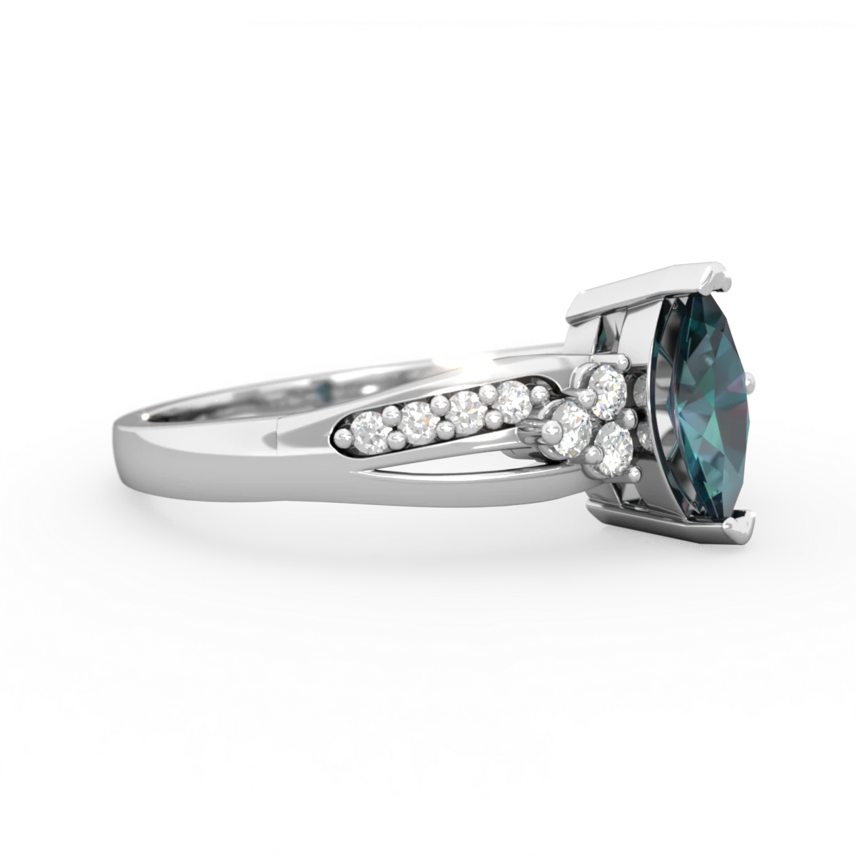 Alexandrite Royal Marquise 14K White Gold ring R2343