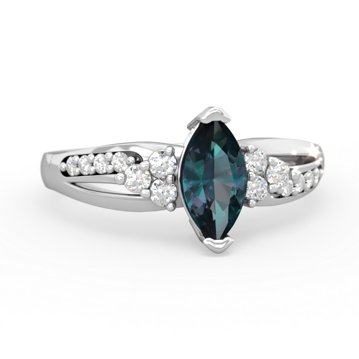 Alexandrite Royal Marquise 14K White Gold ring R2343