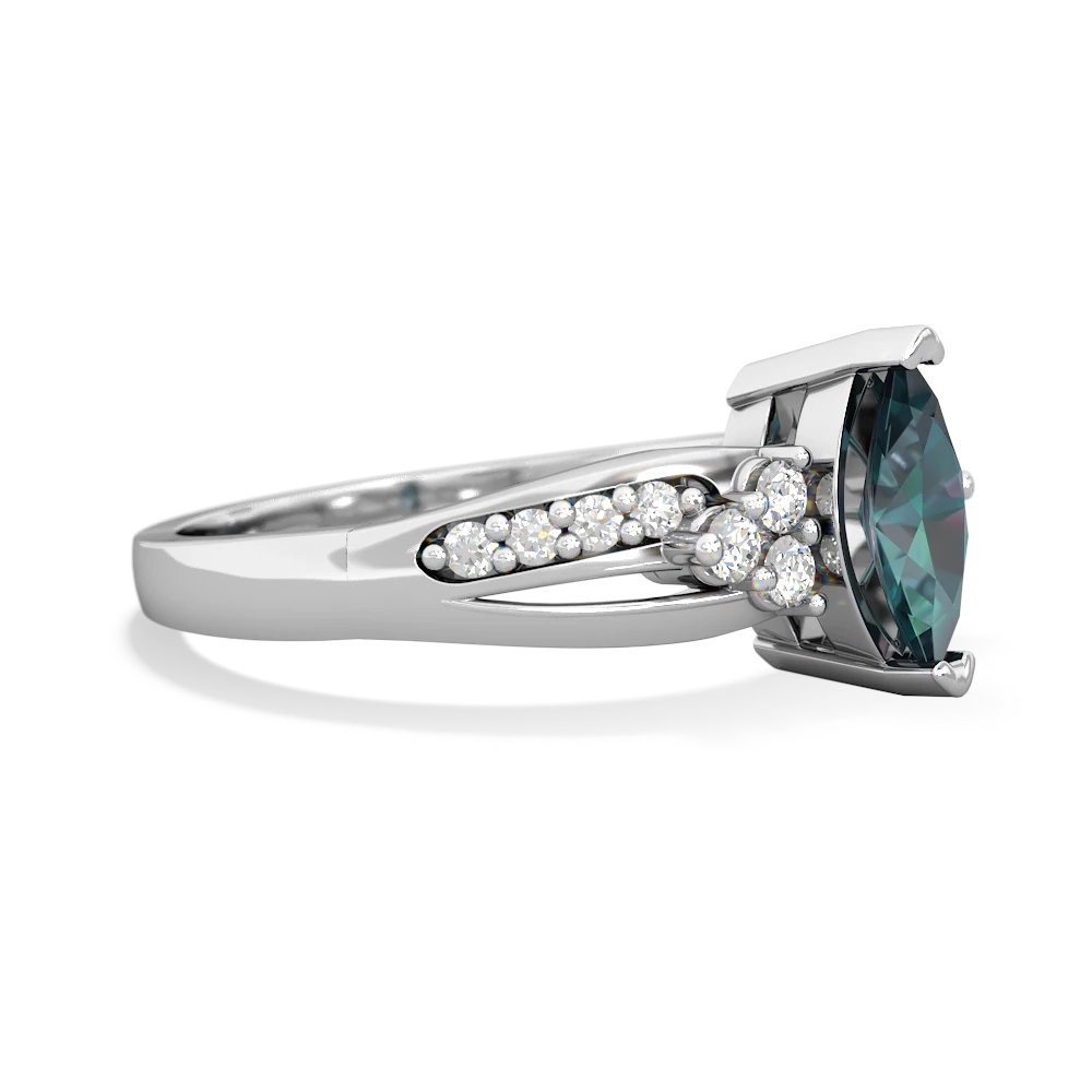 Alexandrite Royal Marquise 14K White Gold ring R2343