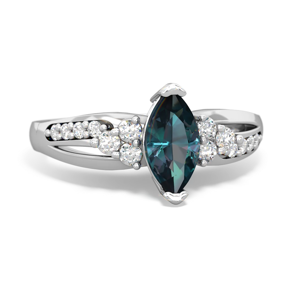 Alexandrite Royal Marquise 14K White Gold ring R2343