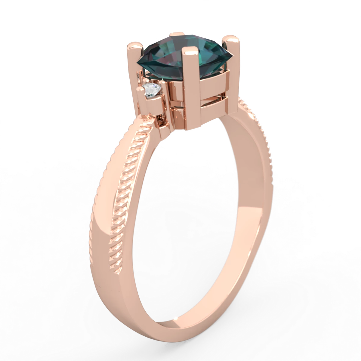 Alexandrite Cushion Rope 14K Rose Gold ring R2484