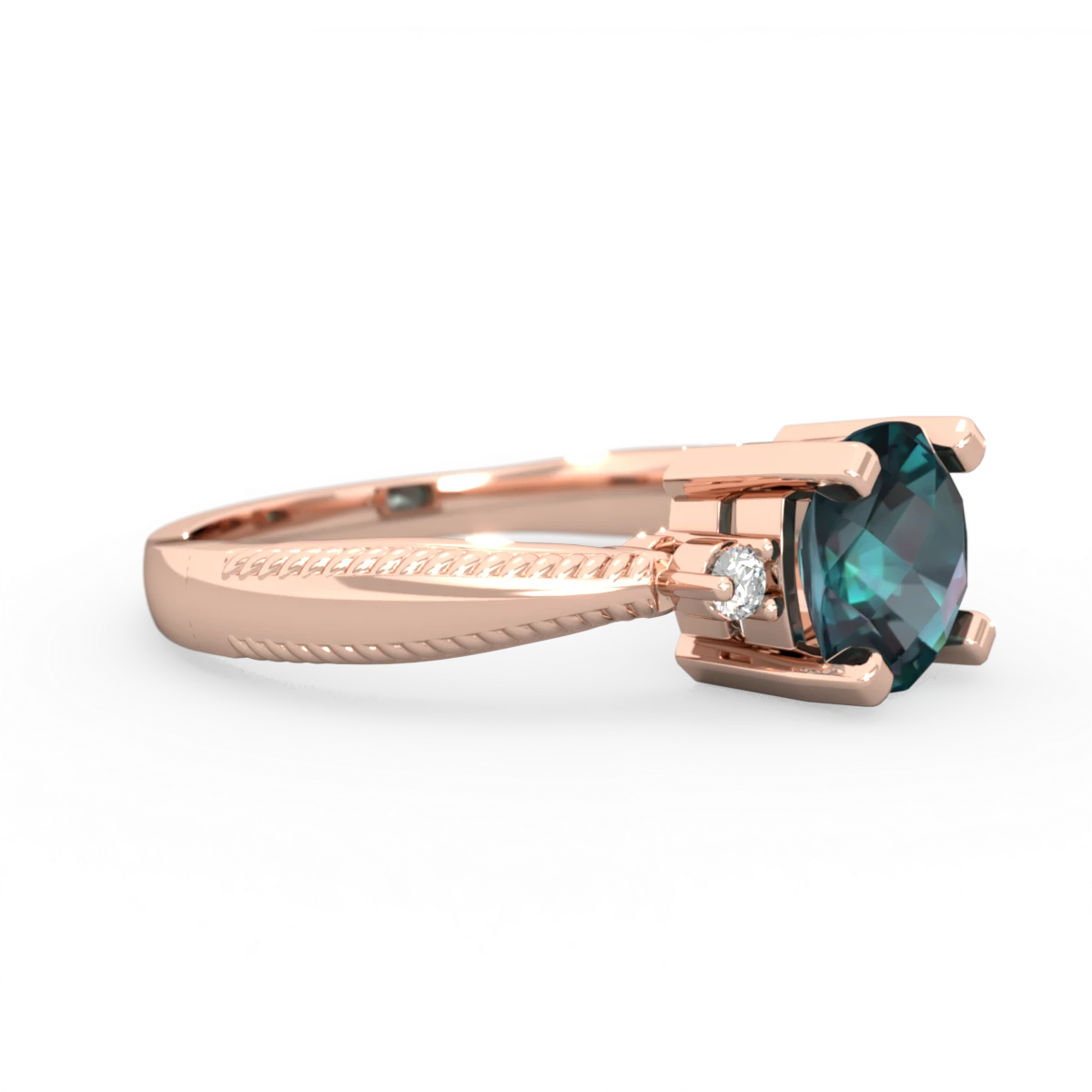 Alexandrite Cushion Rope 14K Rose Gold ring R2484