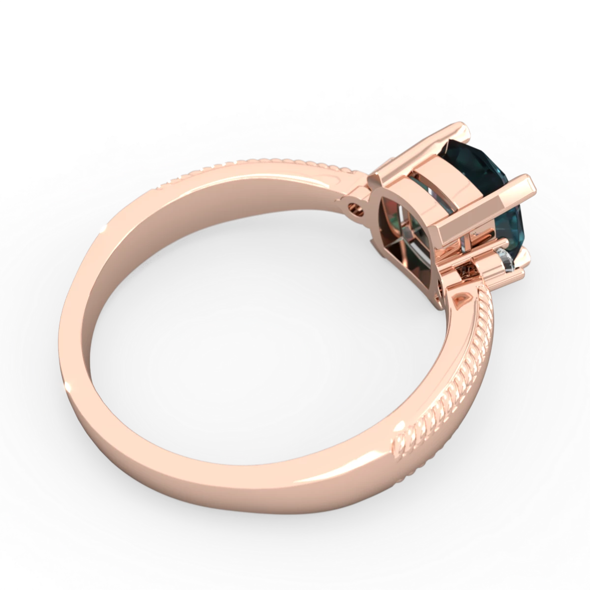Alexandrite Cushion Rope 14K Rose Gold ring R2484