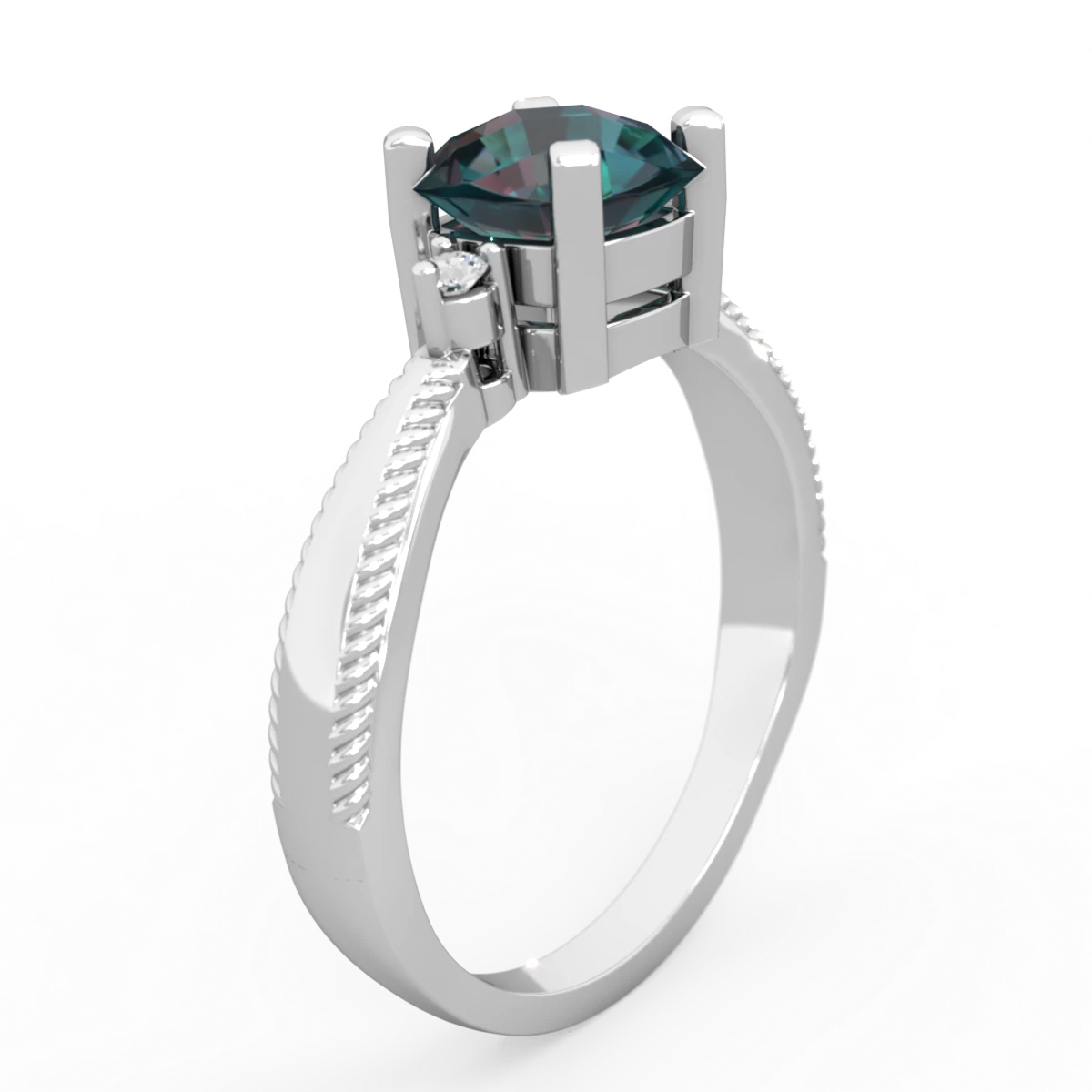 Alexandrite Cushion Rope 14K White Gold ring R2484