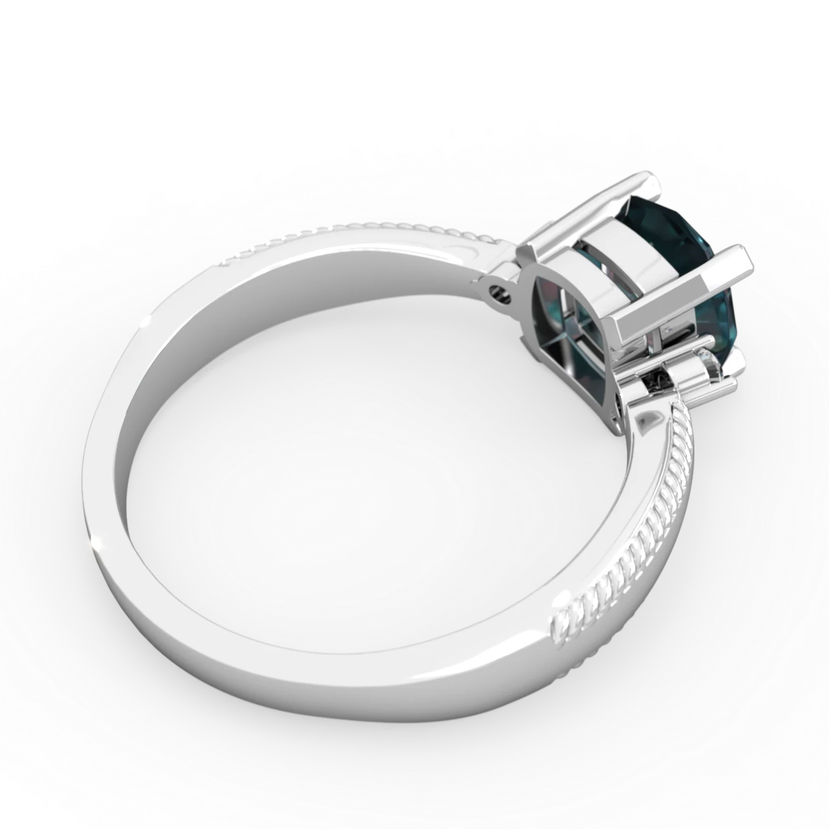 Alexandrite Cushion Rope 14K White Gold ring R2484