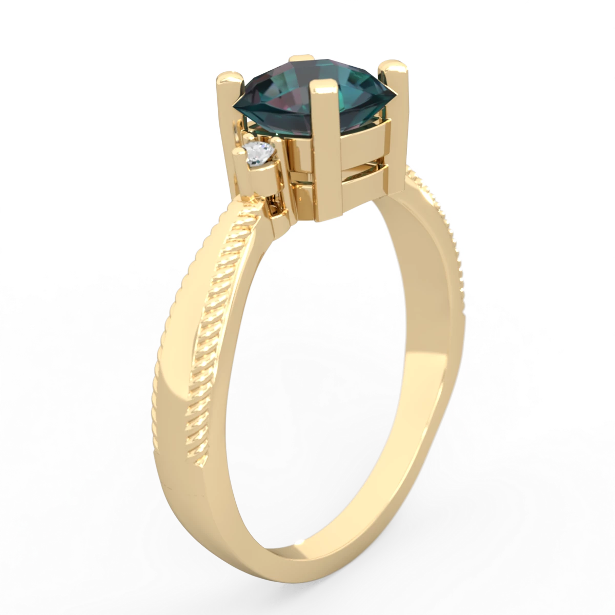 Alexandrite Cushion Rope 14K Yellow Gold ring R2484