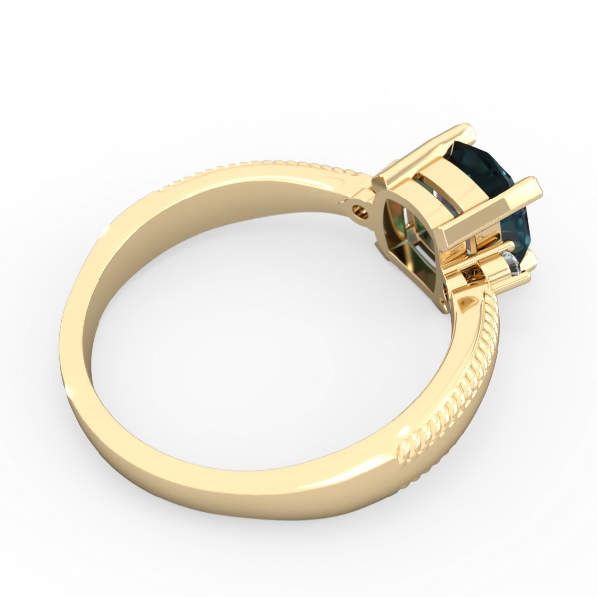 Alexandrite Cushion Rope 14K Yellow Gold ring R2484