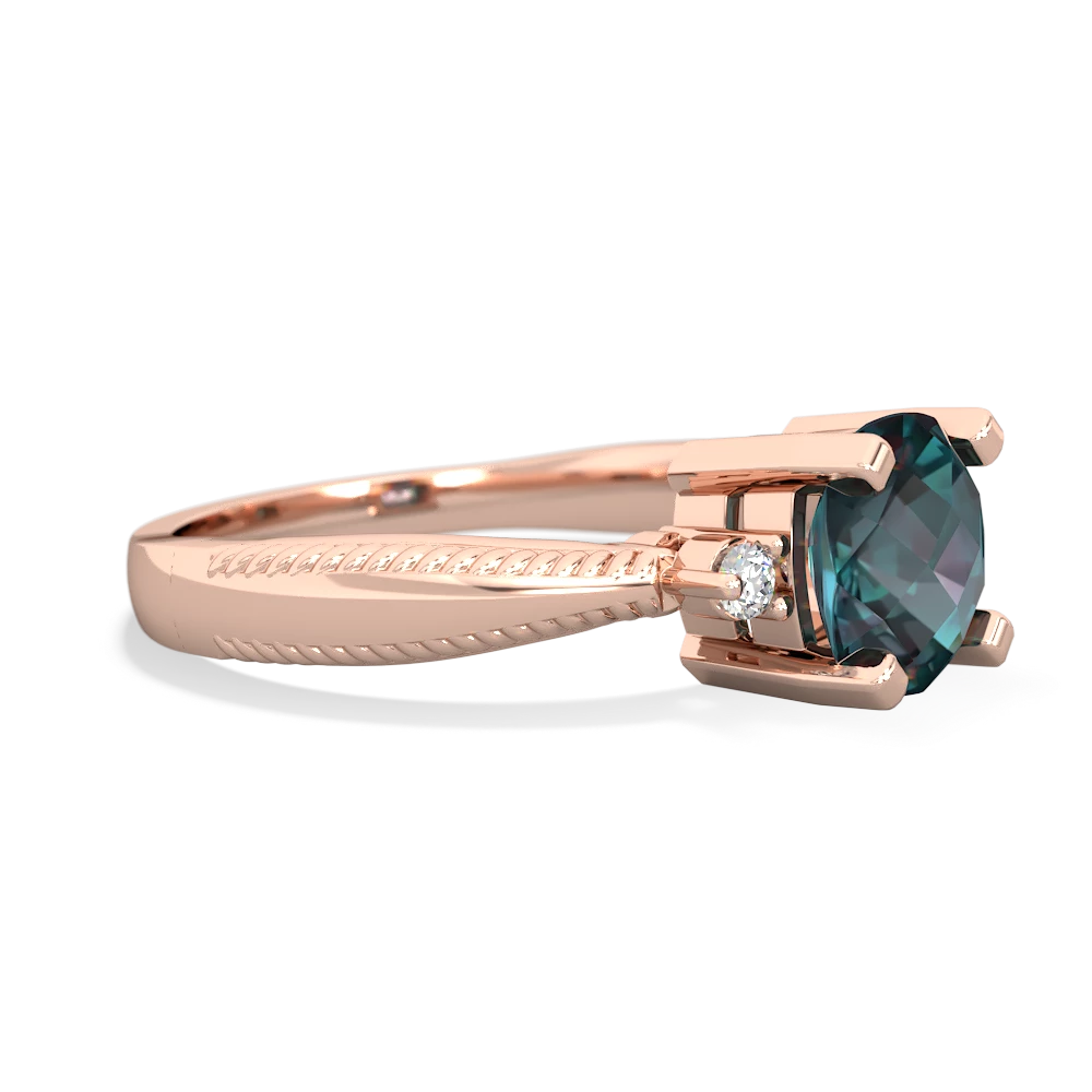 Alexandrite Cushion Rope 14K Rose Gold ring R2484