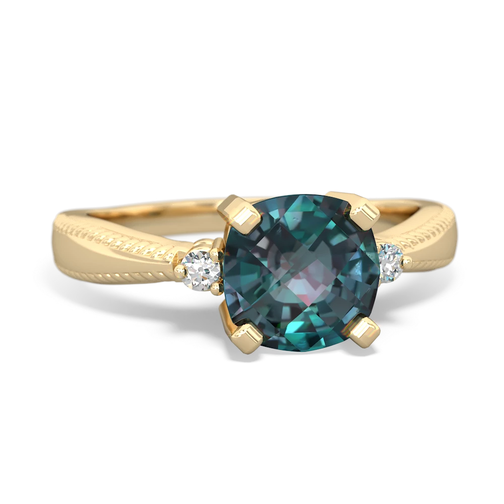 Alexandrite Cushion Rope 14K Yellow Gold ring R2484