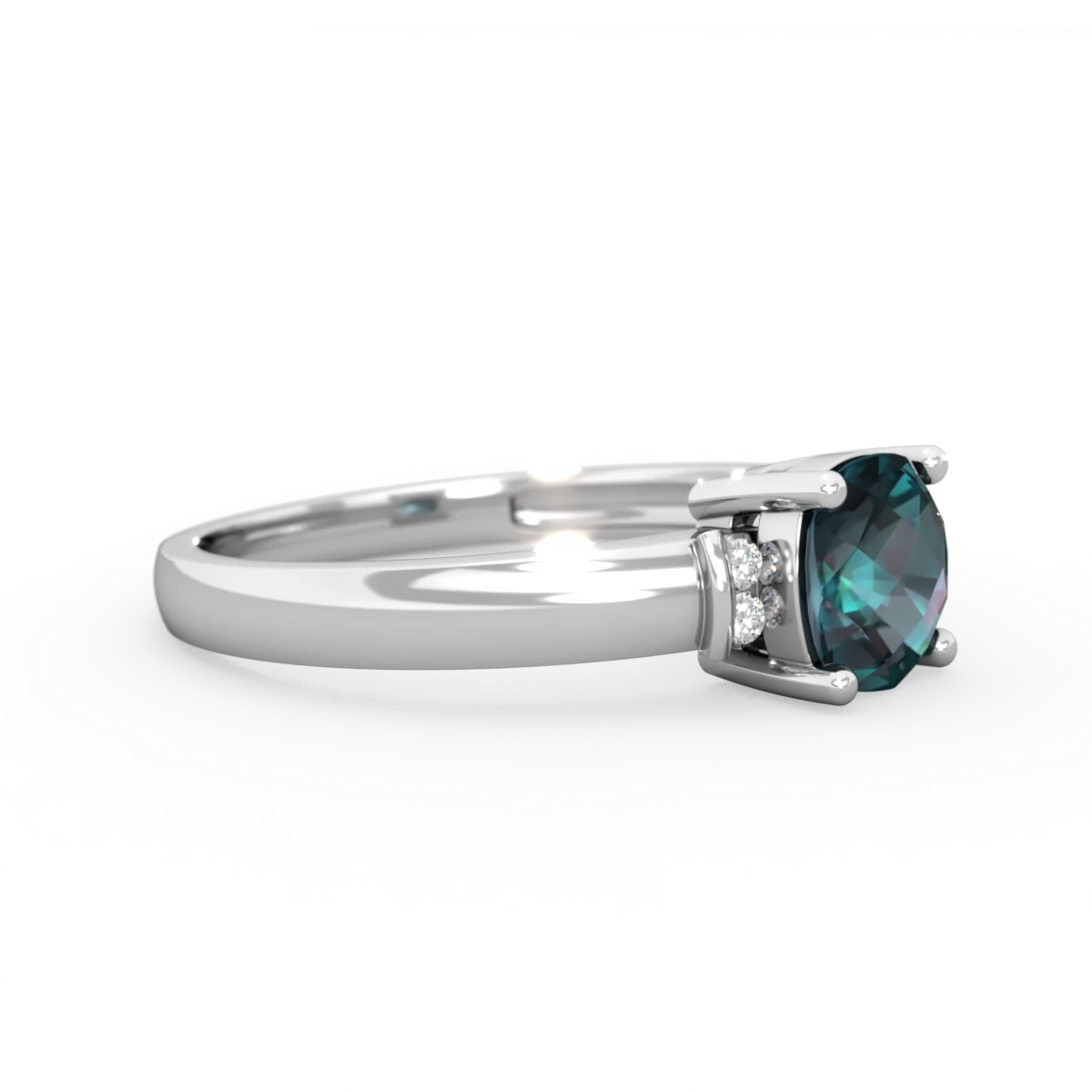 Alexandrite Simply Elegant Cushion 14K White Gold ring R2489