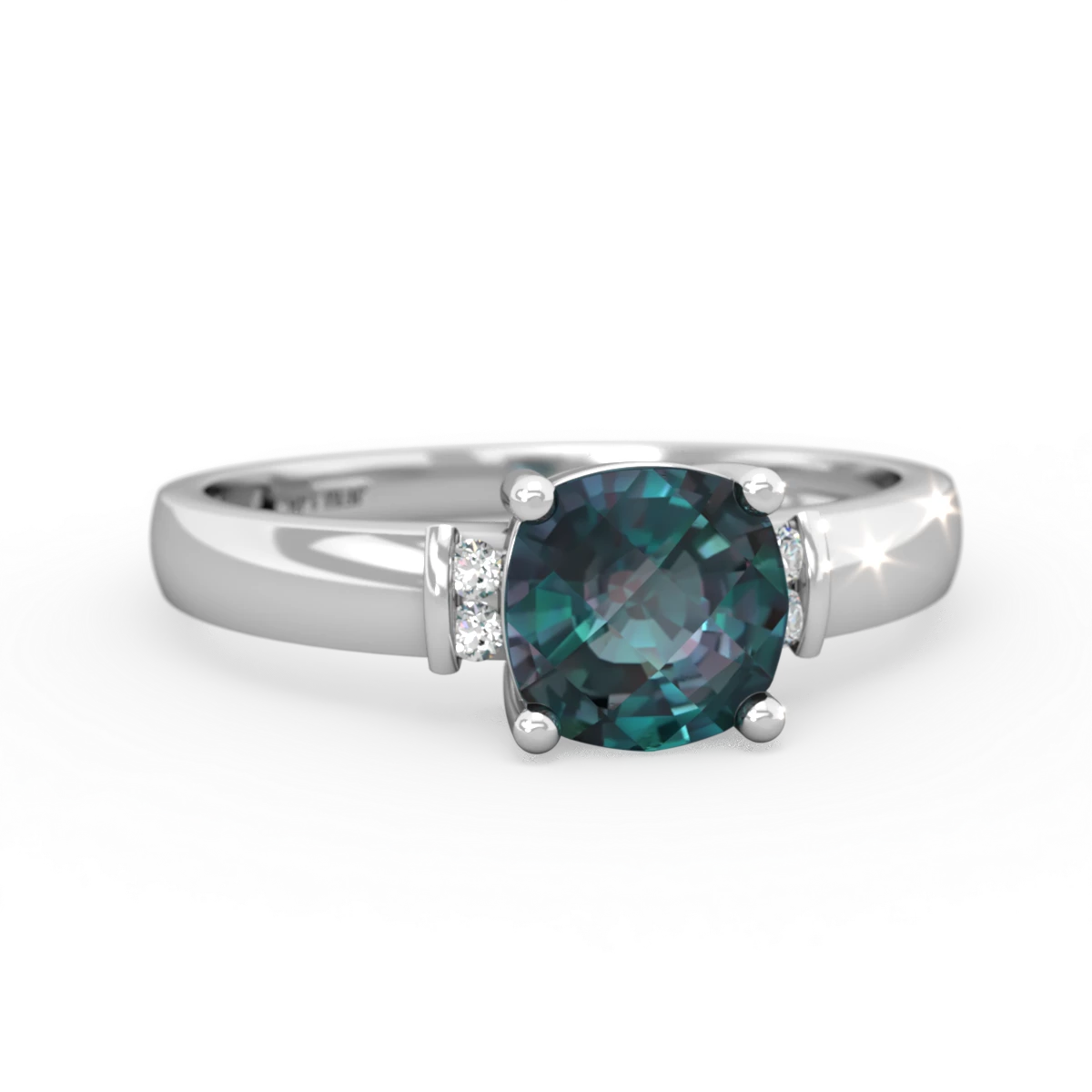 Alexandrite Simply Elegant Cushion 14K White Gold ring R2489