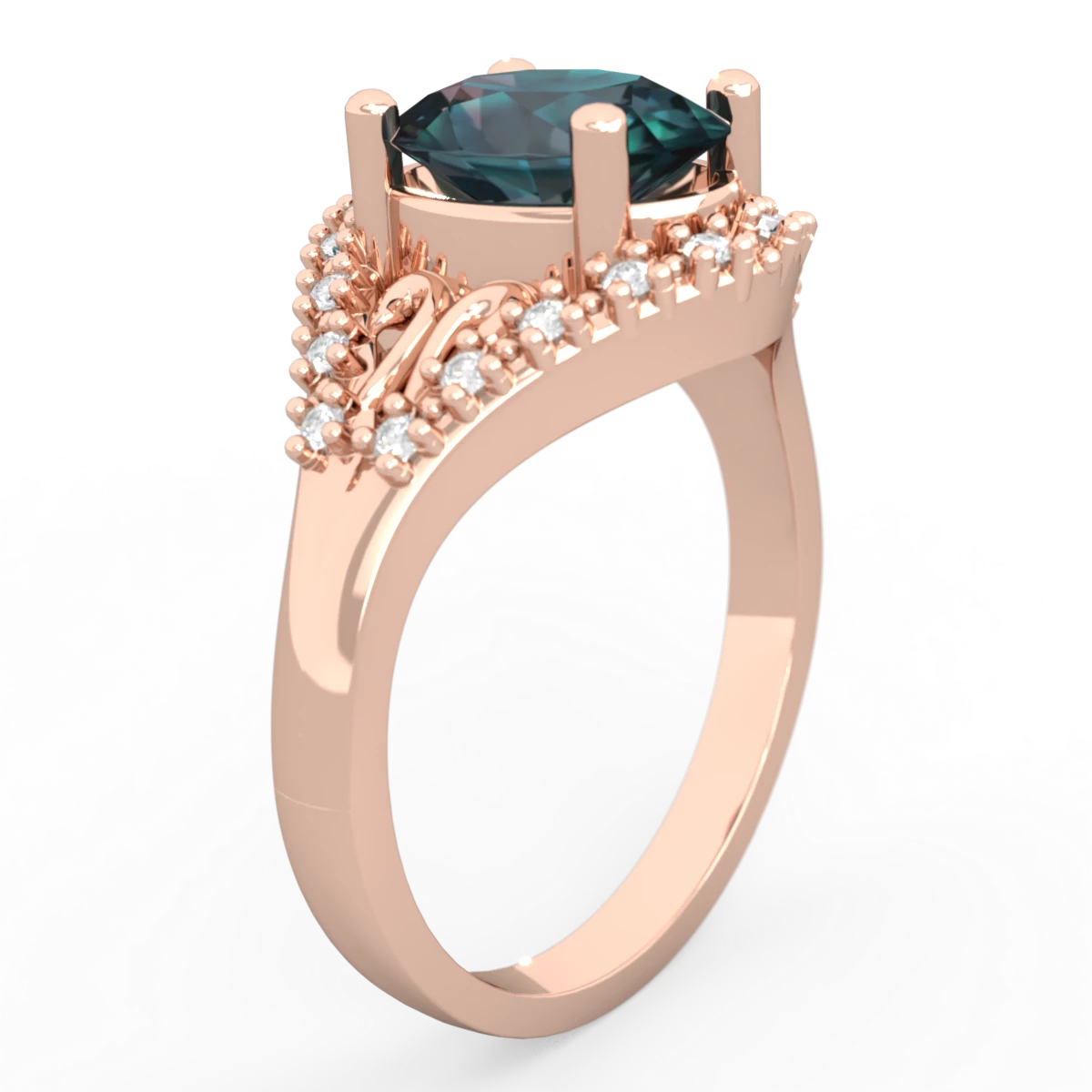 Alexandrite Antique Style Cocktail 14K Rose Gold ring R2564