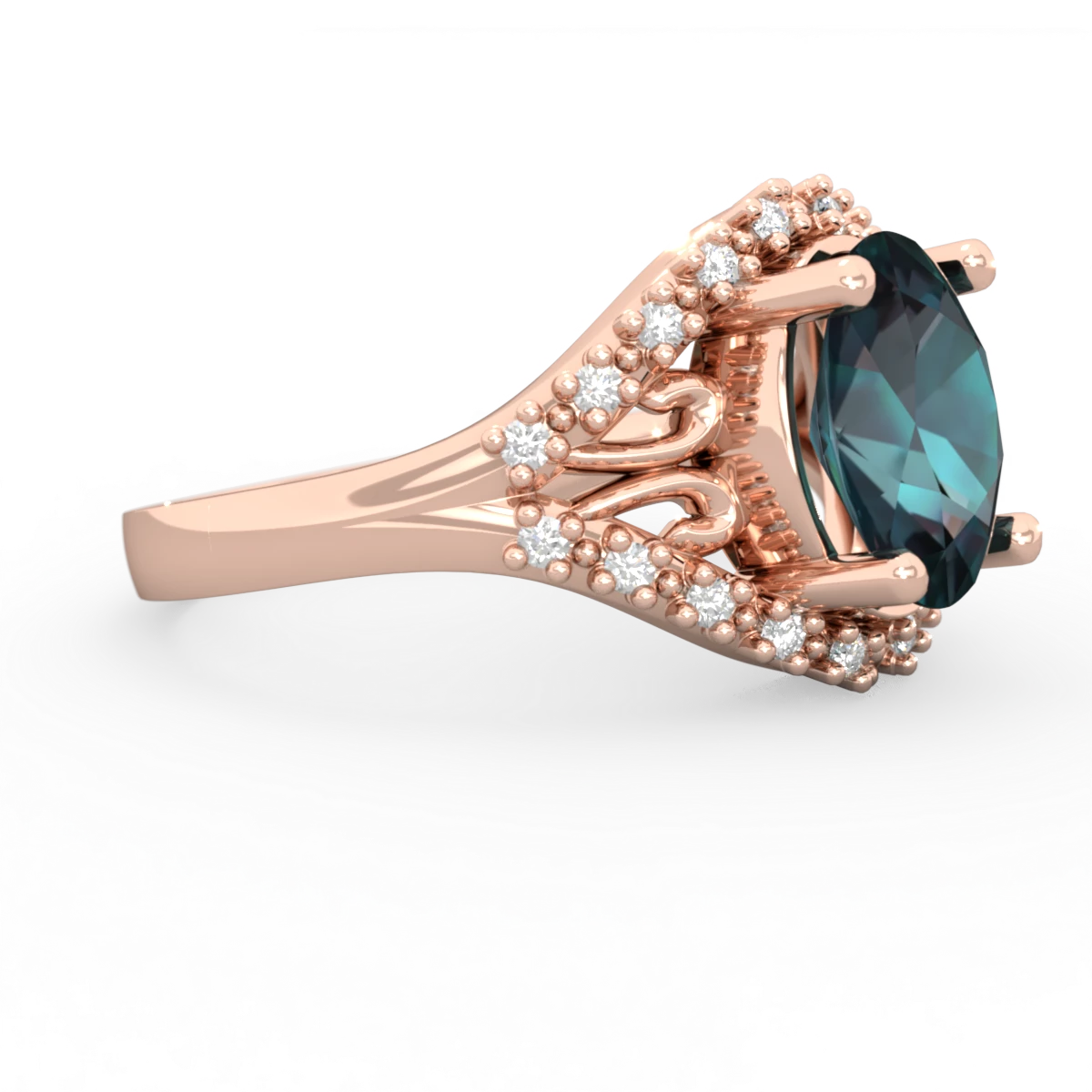 Alexandrite Antique Style Cocktail 14K Rose Gold ring R2564