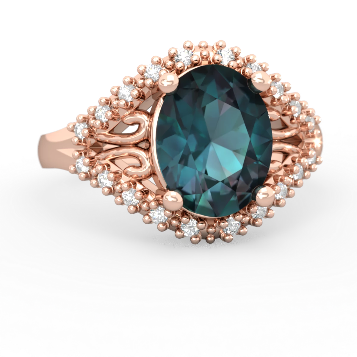 Alexandrite Antique Style Cocktail 14K Rose Gold ring R2564
