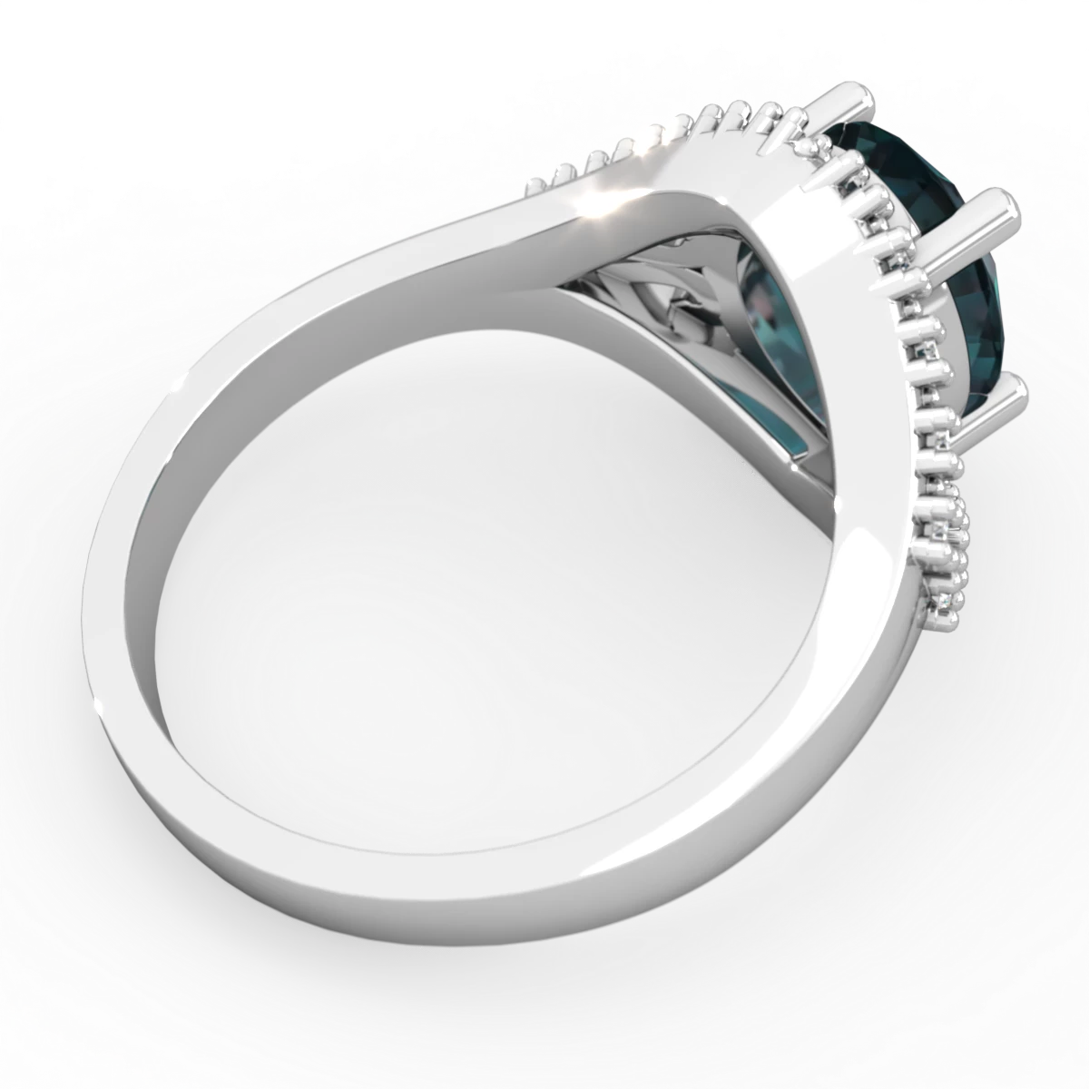 Alexandrite Antique Style Cocktail 14K White Gold ring R2564