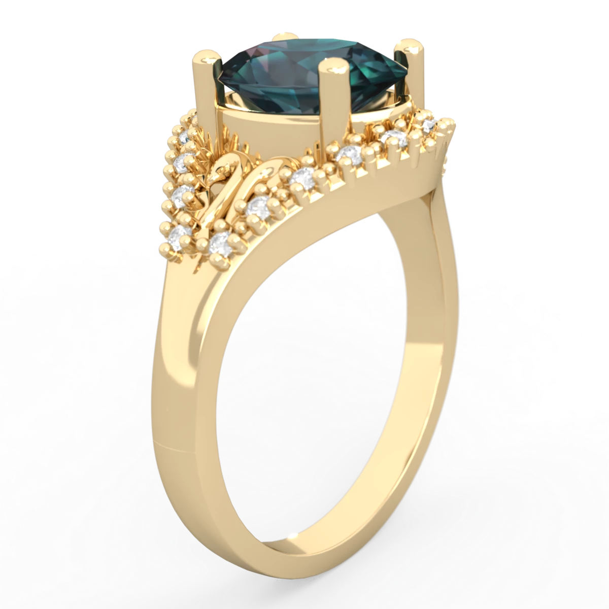 Alexandrite Antique Style Cocktail 14K Yellow Gold ring R2564