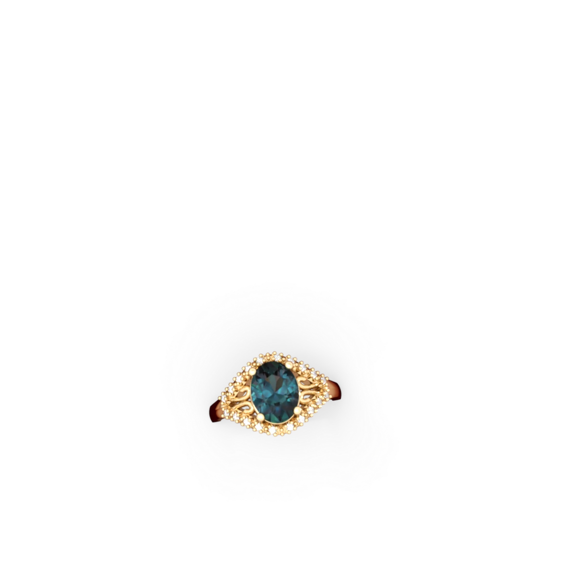 Alexandrite Antique Style Cocktail 14K Yellow Gold ring R2564