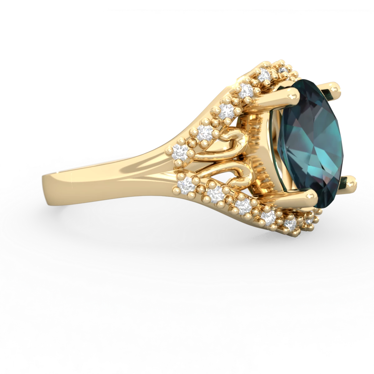 Alexandrite Antique Style Cocktail 14K Yellow Gold ring R2564