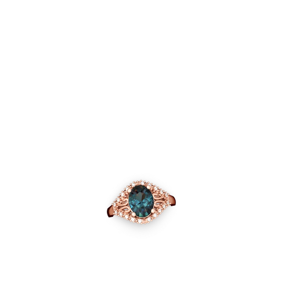 Alexandrite Antique Style Cocktail 14K Rose Gold ring R2564