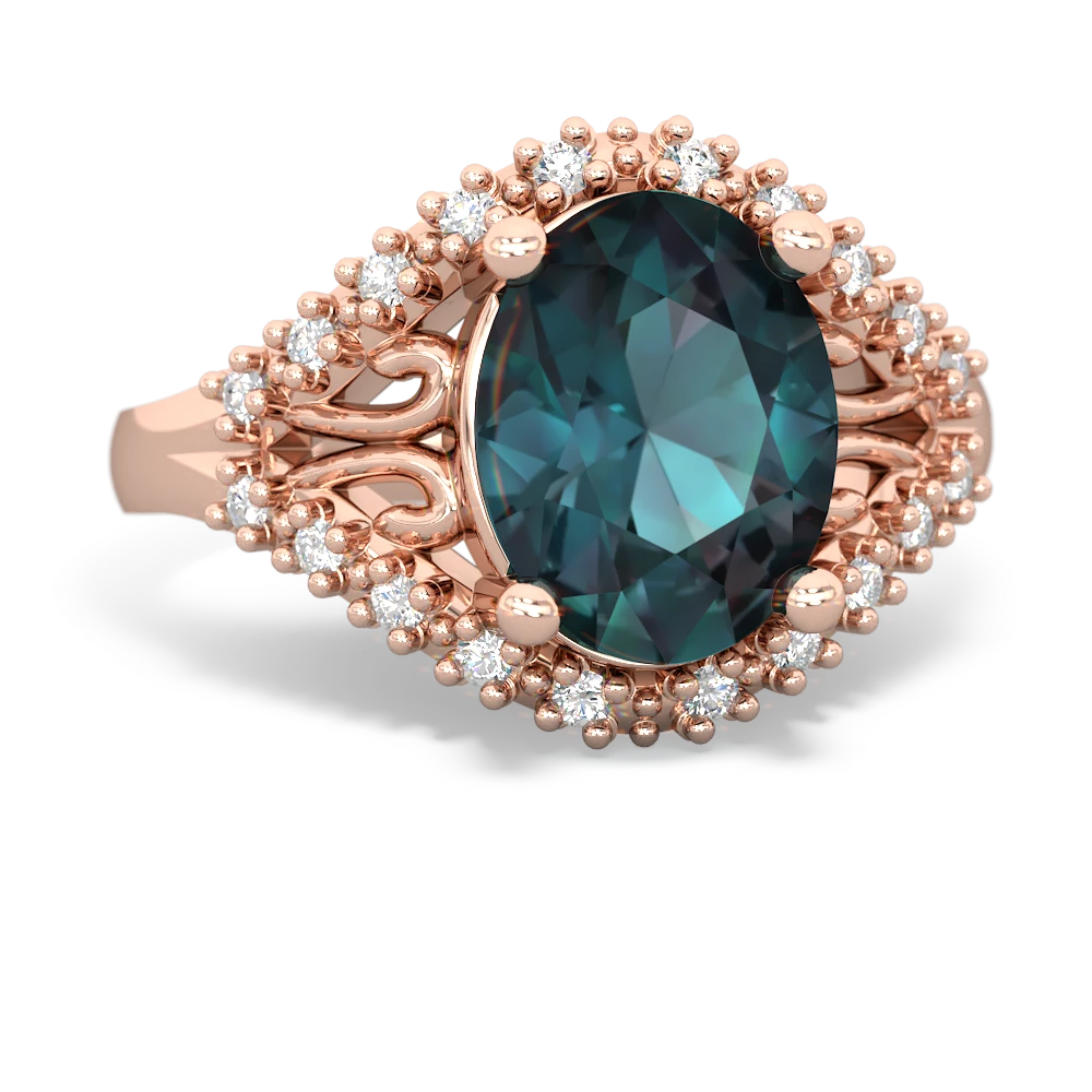 Alexandrite Antique Style Cocktail 14K Rose Gold ring R2564