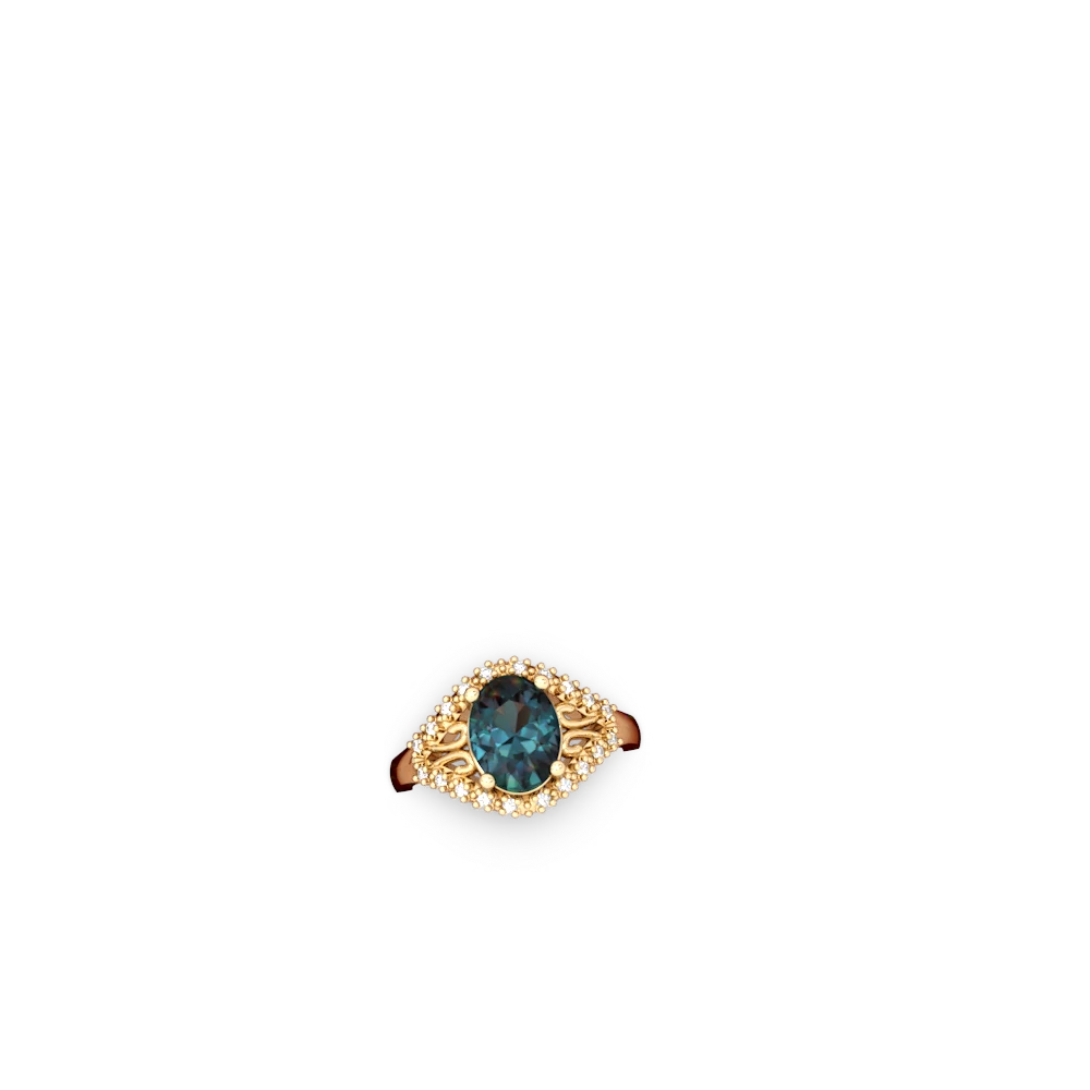 Alexandrite Antique Style Cocktail 14K Yellow Gold ring R2564