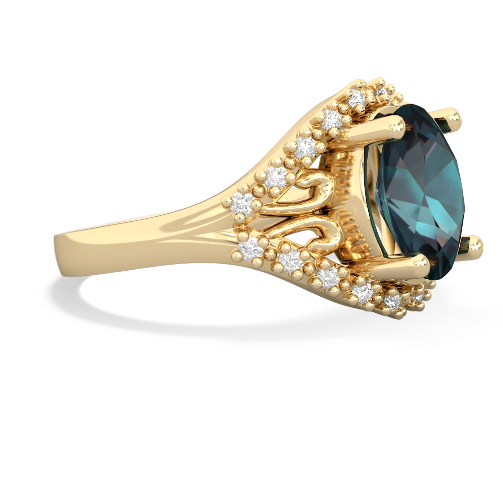 Alexandrite Antique Style Cocktail 14K Yellow Gold ring R2564