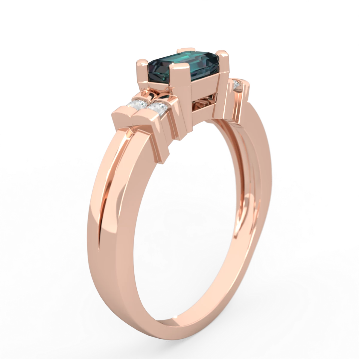 Alexandrite Art Deco East-West 14K Rose Gold ring R2590