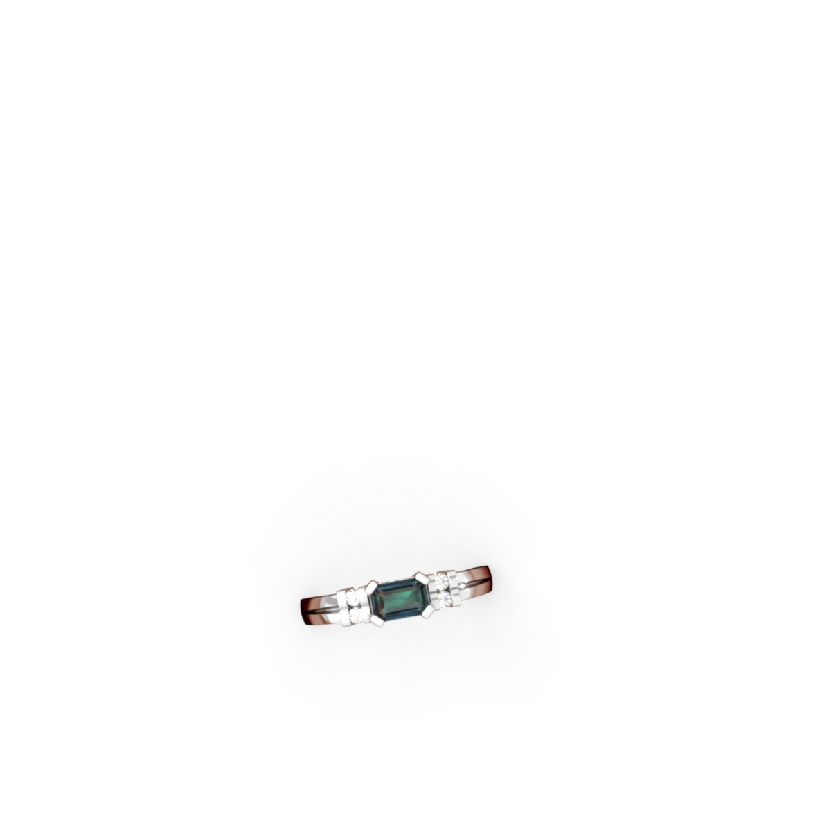 Alexandrite Art Deco East-West 14K White Gold ring R2590