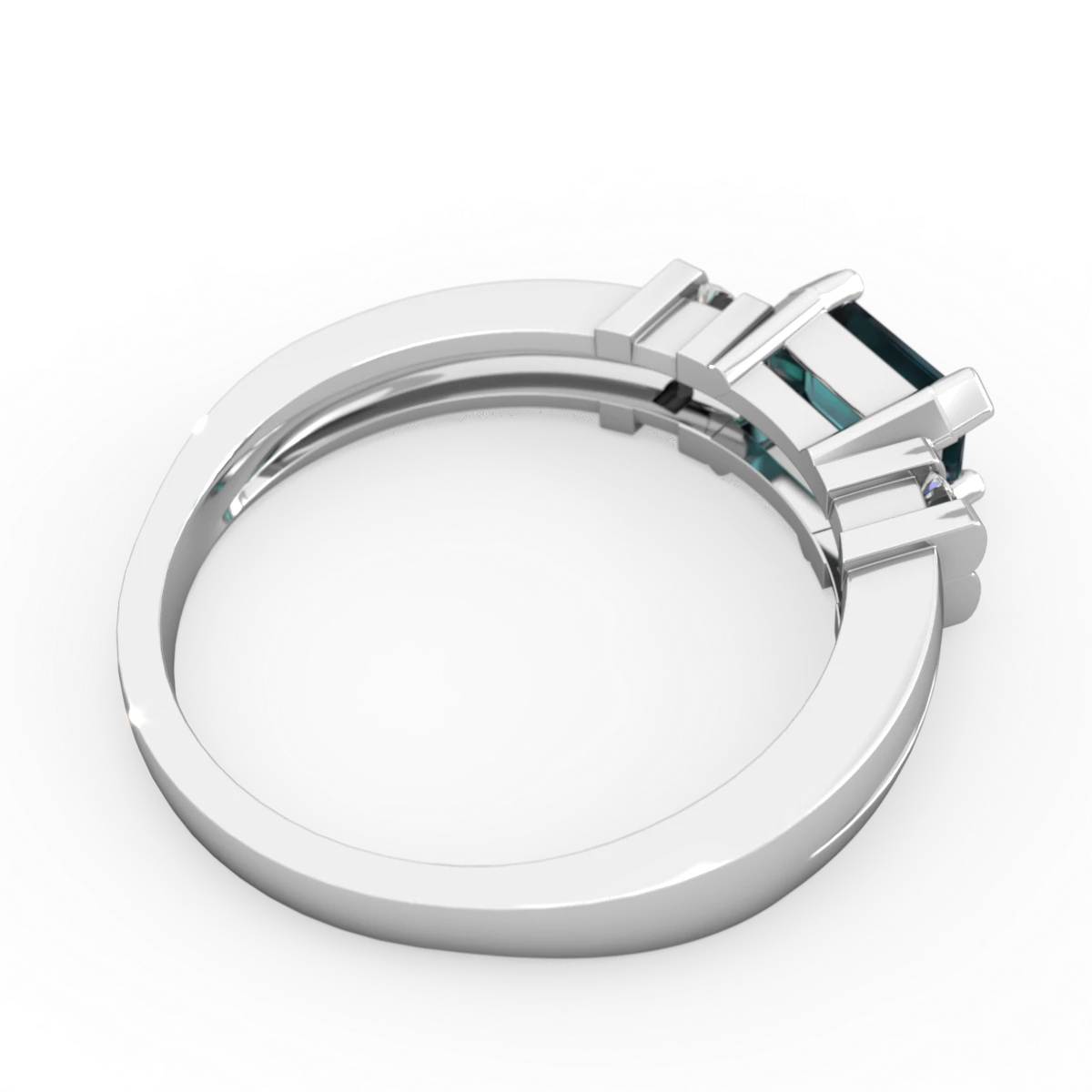 Alexandrite Art Deco East-West 14K White Gold ring R2590