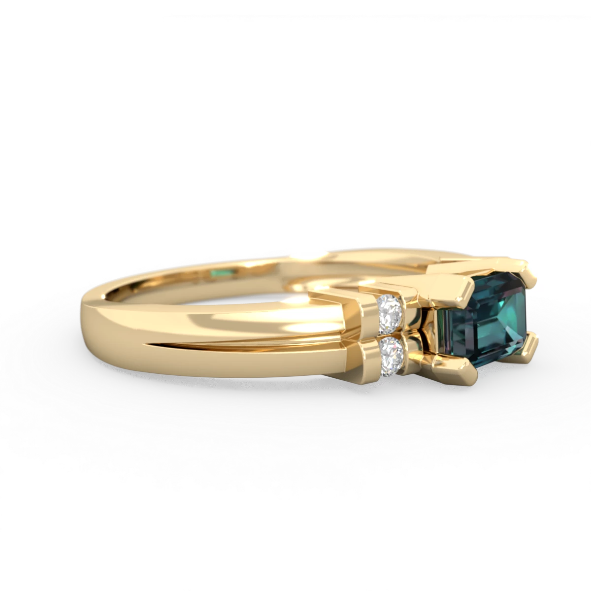 Alexandrite Art Deco East-West 14K Yellow Gold ring R2590