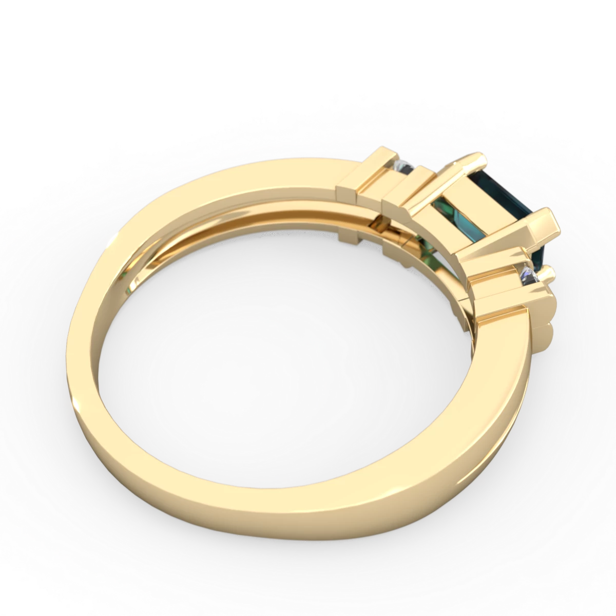 Alexandrite Art Deco East-West 14K Yellow Gold ring R2590