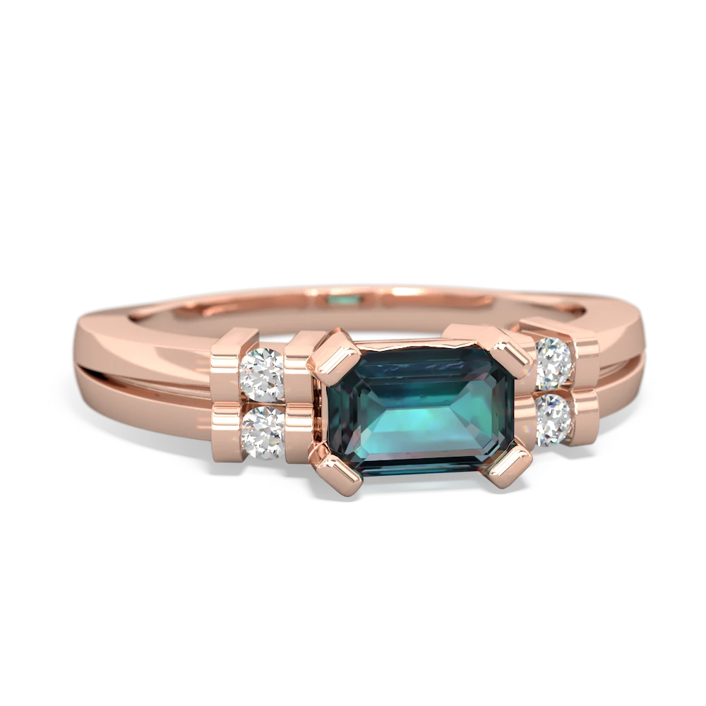 Alexandrite Art Deco East-West 14K Rose Gold ring R2590