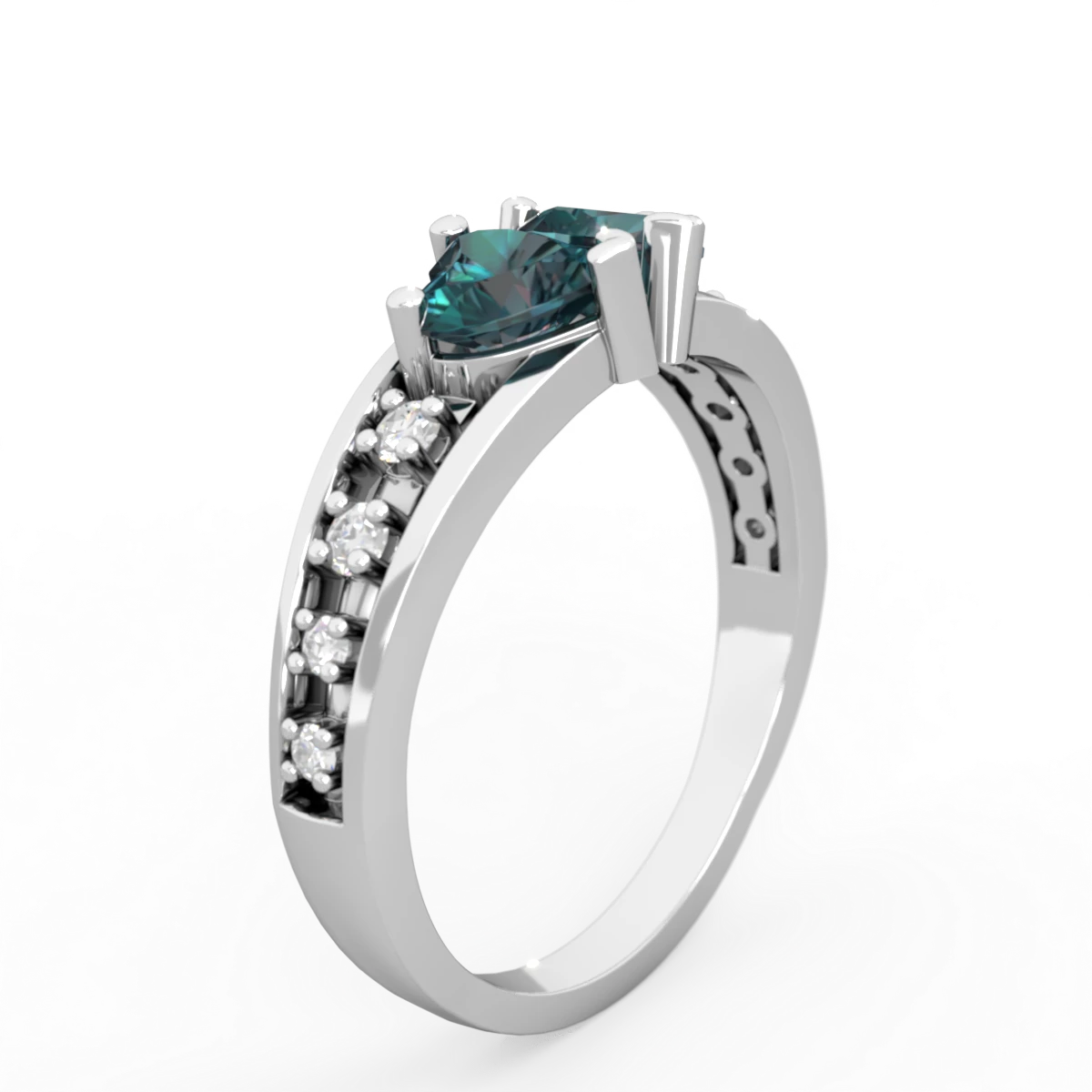 Alexandrite Heart To Heart 14K White Gold ring R3342