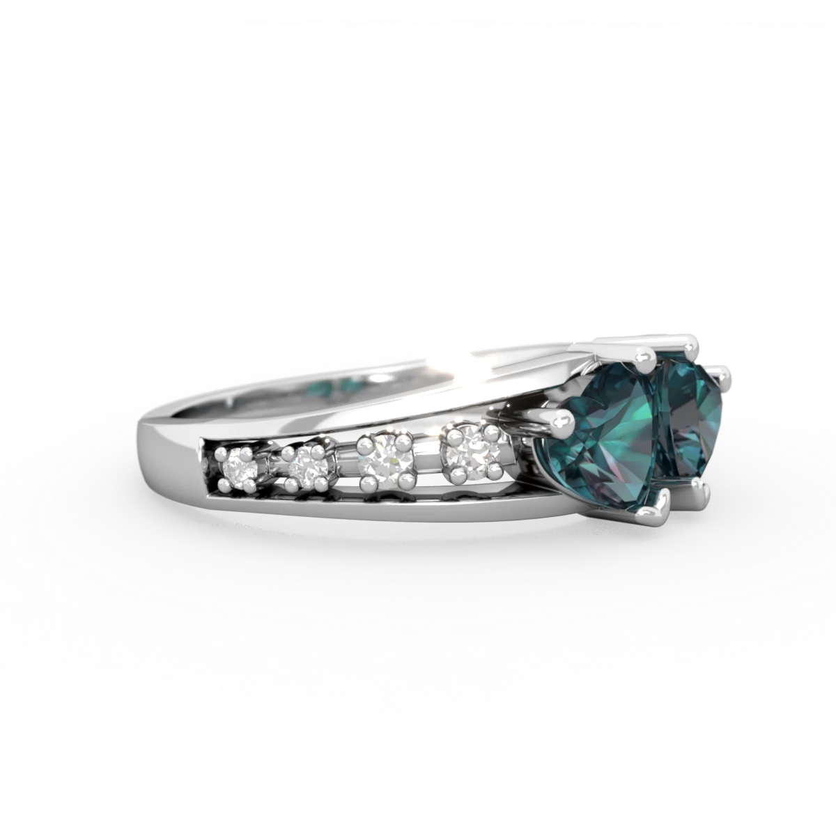 Alexandrite Heart To Heart 14K White Gold ring R3342