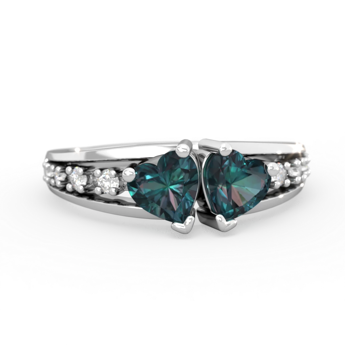 Alexandrite Heart To Heart 14K White Gold ring R3342