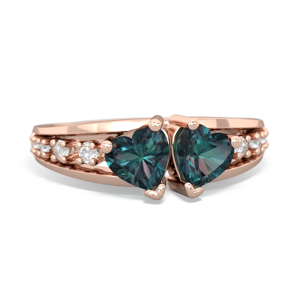 Alexandrite Heart To Heart 14K Rose Gold ring R3342