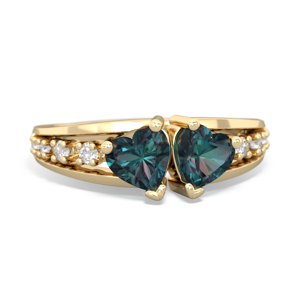 Alexandrite Heart To Heart 14K Yellow Gold ring R3342