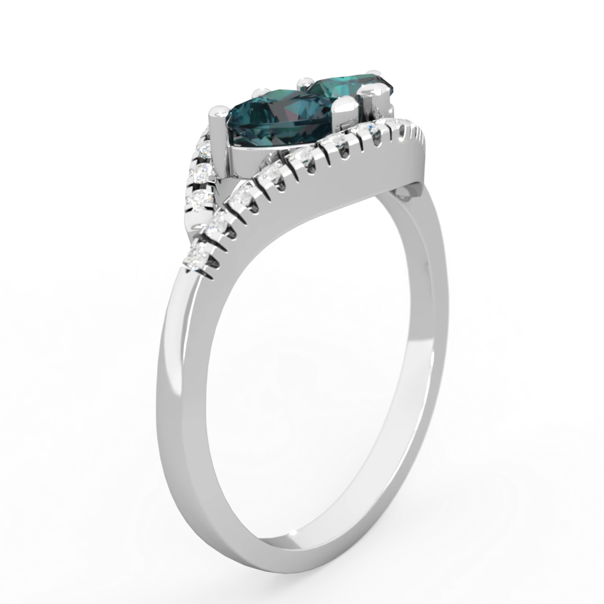 Alexandrite Mother And Child 14K White Gold ring R3010